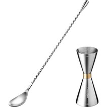 까사베니 홈텐딩 칵테일 골드링 계량 지거 30ml / 45ml + 바스푼 30cm 세트, 혼합색상, 1세트