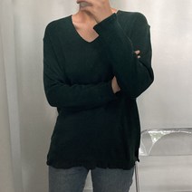 뜨개진 여성용 루즈핏 옆트임 덱스터브이넥 니트
