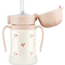 그로미미 원터치 스테인리스 체리쉬 빨대컵 200ml, 스윗피치, 1개