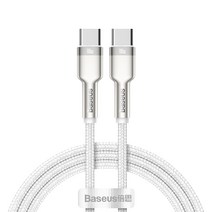 베이스어스 100W 메탈 C to C 고속 충전 케이블 2m, 화이트, 1개