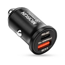 모런 PD QC 3.0 미니 듀얼 차량용 고속 충전기, MR330-PD, 혼합 색상