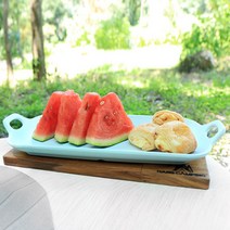 칠린 멜라민 웨어 직사각 핸들 플레이트, 하늘빛그레이