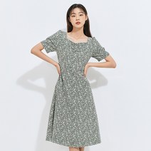 미쏘 플라워패턴 셔링디테일 원피스