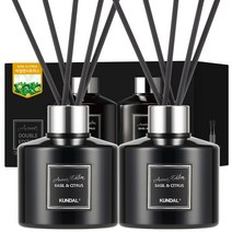 쿤달 퍼퓸 디퓨저 아로마 에디션 200ml 2개 + 섬유스틱 10개, 1세트, 바질앤시트러스향