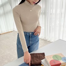 투데이앤룩 여성용 슬림핏 기모 폴라 티셔츠