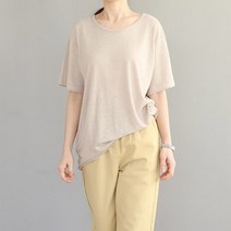 비나인 여성용 샤이보 라운드 린넨 티셔츠