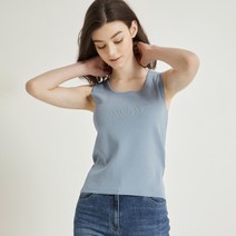 씨씨콜렉트 여성용 스퀘어넥 슬리브리스 니트 탑 C212KSK044