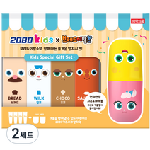 2080 브레드이발소 어린이 치약 80g x 4종 + 치즈 앤 마카롱 커플컵 세트, 2세트