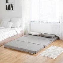 3단 접이식 마약 매트리스 원룸 침대 토퍼 바닥 딱딱한 단단한 수면매트 잠웰, 슈퍼싱글(110x200), 블루