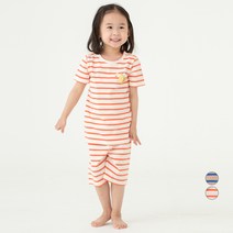 롤리트리 아동용 순면 5부 꿀벌 스트라이프 내의 상하의 세트