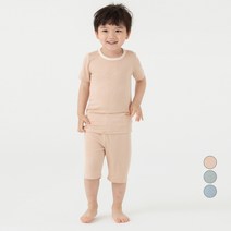 롤리트리 아동용 레이온 골지 반팔 상하의 내복 세트