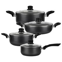 탐사 IH 인덕션 큰냄비 4종 세트, 딥블랙, 편수 냄비 18cm + 양수 냄비 20cm + 양수 냄비 24cm + 전골 냄비 24cm