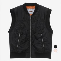 쥬시쥬디 여성용 J 셔링 항공 오버핏 베스트 MA-1 JYVT72AB