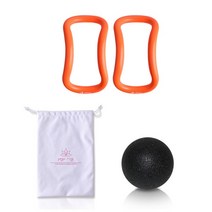 유니크스포츠앤바디 종아리 마사지 필라테스 요가 유링 하드형 2p + 마사지볼 랜덤발송 + 고급파우치 세트, 파스텔오렌지