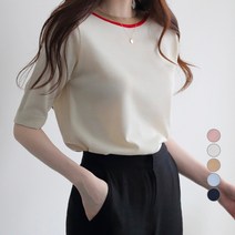 제니트 여성용 루스 보트넥 반팔 니트 n1440