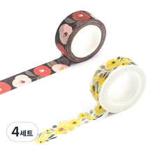 라이프포인트 내츄럴 일러스트 마스킹 테이프 01황매화 세트, 01황매화, 02동백꽃, 4세트