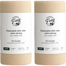 프로그 일회용 수세미 엑스트라 스트롱 60p, 베이지, 2개