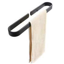 백지생활 무타공 욕실 수건걸이 60cm, 1개, 블랙