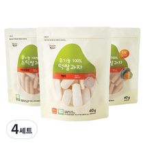 그린원푸드 유기농 떡뻥 과자 스틱 3종 세트, 백미단호박, 사과당근, 백미, 4세트