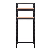스피드랙 V2 세탁기 선반 3단 700 x 500 x 2100 mm, 프레임(블랙) + 보드(우드 + 화이트)