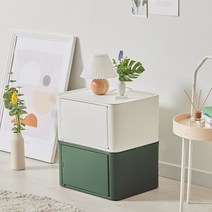 씨밀렉스 래폴드 터치 오픈 리빙박스 35L, 딥포레스트그린, 무디화이트, 2개