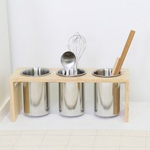르리에 스텐 수저통 3p + 원목받침대 + 스티커 3p, 혼합 색상, 1세트