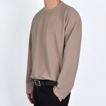 가이스토리 남성용 무지 라운드 에일 오버핏 긴팔티