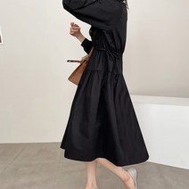 오키 여성용 엔나 스트링 포켓 셔링 원피스