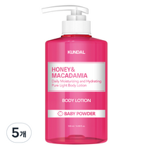 쿤달 퓨어 라이트 바디로션 베이비파우더향, 500ml, 5개