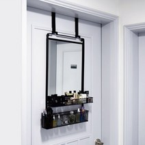 노바리빙 문걸이 수납 거울 화장대 롱후크, 블랙