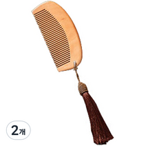 동양풍 복숭아 나무 빗, 브라운, 2개