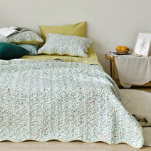 쁘리엘르 텐저린 고주파 피치스킨 스프레드베개커버세트, 그린