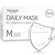 탐사 국내생산 데일리 컬러 마스크 새부리형 중형, 화이트, 50개입, 1개