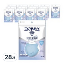 크리넥스 라이트핏 슬림 앤 쿨 마스크 블루 대형 성인용, 5개입, 28개