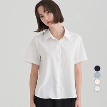 ELLE PARIS 여성용 링클프리 반팔 셔츠 블라우스