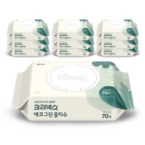 크리넥스 에코 그린 물티슈 캡형 랜덤 발송, 70매, 10팩