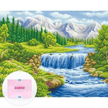 디클레어 액자 캔버스형 보석십자수 DIY 키트 40 x 50 cm, 1세트, 시원한 계곡