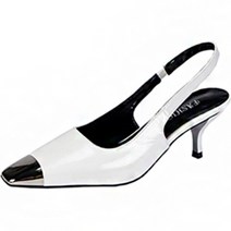 엘쏘 메탈 스몰 스퀘어 헤드 스틸레토 하이힐 6cm