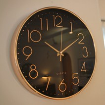 까사재클린 무소음 벽시계 로즈 25cm, 로즈 블랙