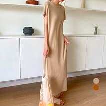 르엠마 이모션 라운드넥 니트 롱 반팔 원피스