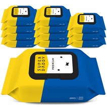 슈퍼대디 X 저자극 아기물티슈 프리미엄 휴대 캡형 77gsm, 20매, 12팩