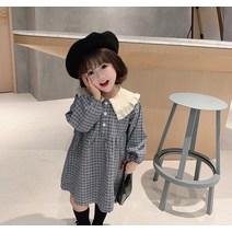 아르베 여아용 프릴 체크 원피스