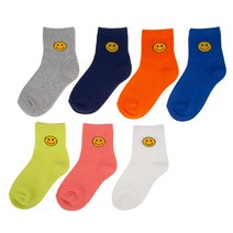 베이스알파에센셜 키즈 유아동 스마일 레인보우 중목 양말 7켤레