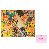 디클레어 액자 캔버스형 보석십자수 DIY 키트 40 x 50 cm, 1세트, 클림트 부채를 든 여인