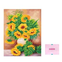 디클레어 액자 캔버스형 보석십자수 DIY 키트 40 x 50 cm, 1세트, 해바라기 화병 3