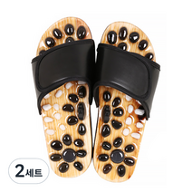 마켓A 조약돌 마노 발지압 슬리퍼 245-250mm, 2세트, 블랙