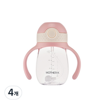마더케이 허그 추 빨대컵 210ml, 핑크, 4개