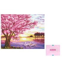 디클레어 액자 캔버스형 보석십자수 DIY 키트 40 x 50 cm, 1세트, 벚꽃백조