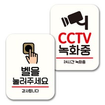 뭉키데코 표지판 팻말 미니간판 화이트 NQ2 2종 세트, 021(벨을 눌러주세요, CCTV 녹화중), 1세트