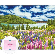 디클레어 액자 캔버스형 보석십자수 DIY 키트 40 x 50 cm, 1세트, 라벤더 꽃밭